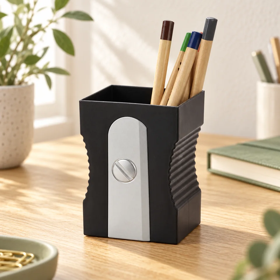 Mise en situation : Balvi — pot à crayons Sharpener noir.