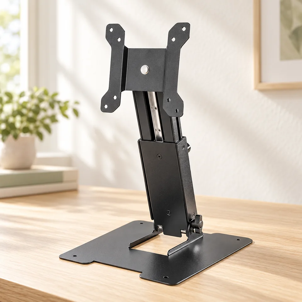 Mise en situation : Wearson WS-03T — pied VESA pliable à profil bas.
