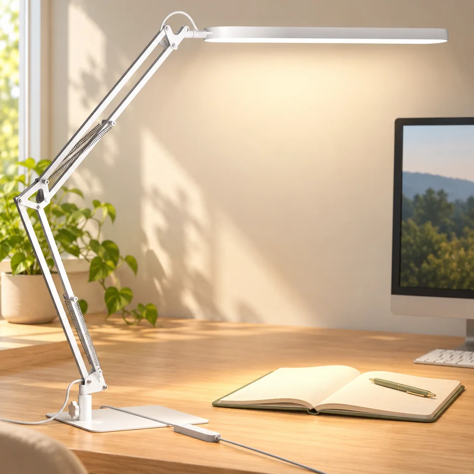 Mise en situation : Skyleo — lampe blanche à base fine.