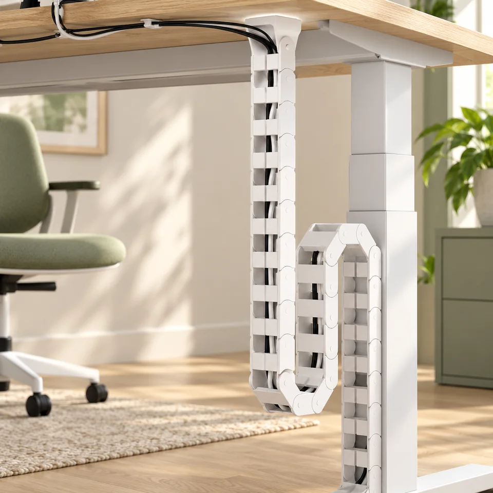Mise en situation : Ultimate Setup — colonne flexible blanche.
